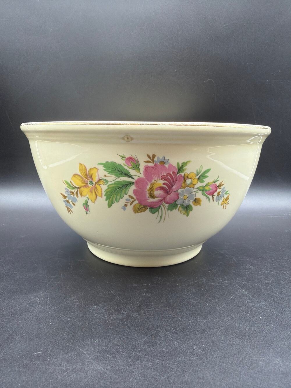 Vintage Homer Laughlin Kitchen Kraft Oven Serve Spring Wreath 8.25” Mixing Bowl